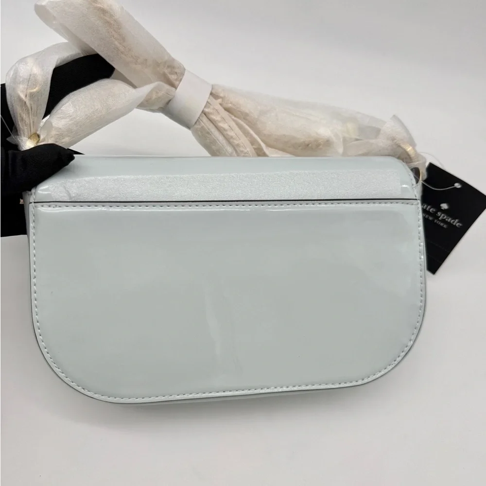Kate Spade Krista Patent Chain Crossbody Hazy Morning Blue Gold